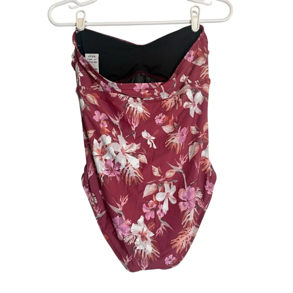 Athena Tummy Control Floral Twist Bandeau One Piece Swimsuit Womens Size 8